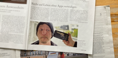 Ein Zeitungsartikel über die Petition zu „Recht auf Leben ohne Digitalzwang ins Grundgesetz“